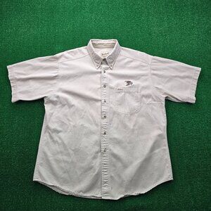 Woolrich Shirt Mens XL/2XL Beige Button Up Outdoors‎ Casual Hiking Embroidered